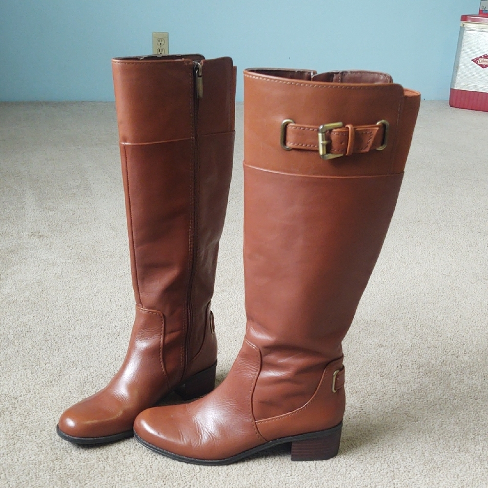 VGUC Bandolino brown leather knee high riding boots